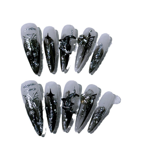 H001 Dark Butterfly HANDMADE NAIL