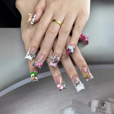 H012 Cut Kitty HANDMADE NAIL