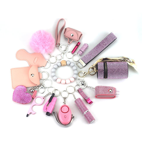 15 pcs Diamond Safety keychain set