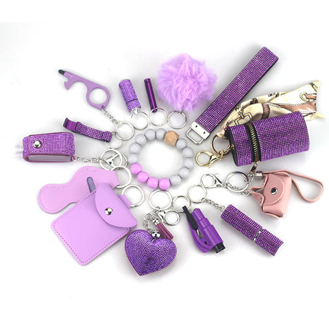 15 pcs Diamond Safety keychain set