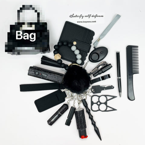 18pcs Keychain Sets With Wristlet Bracelet Wallet, Mini Bag, Comb, Pen For Women and Girls