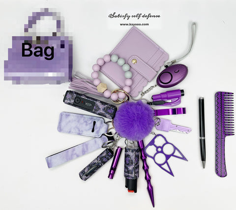 18pcs Keychain Sets With Wristlet Bracelet Wallet, Mini Bag, Comb, Pen For Women and Girls