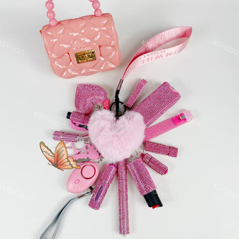 Diamond 17 Pcs Keychain Set For Women And Kids