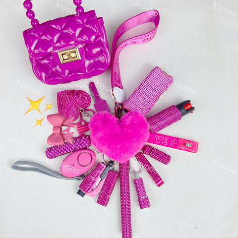Diamond 17 Pcs Keychain Set For Women And Kids