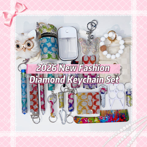 2026 New Fashion Diamond Keychain Set