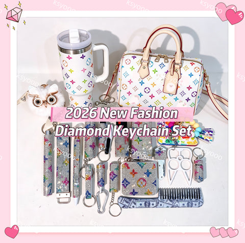 2026 New Fashion Diamond Keychain Set