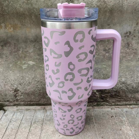 Leopard 40 oz stainless steel car insulated cup