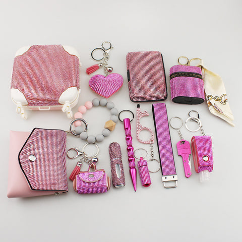 14 pcs Diamond Safety keychain set