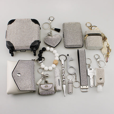 14 pcs Diamond Safety keychain set