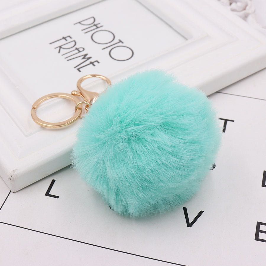 Fashion faux otter fur keychain pom pom