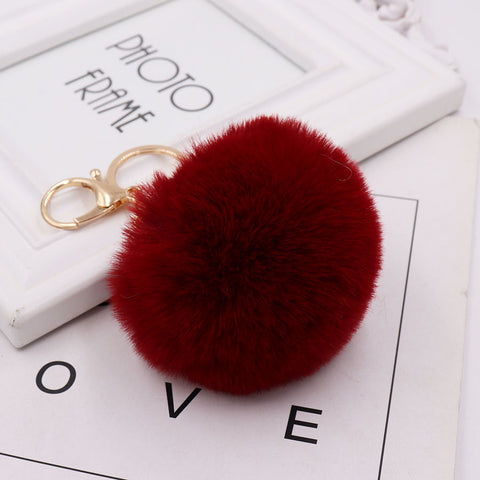 Fashion faux otter fur keychain pom pom